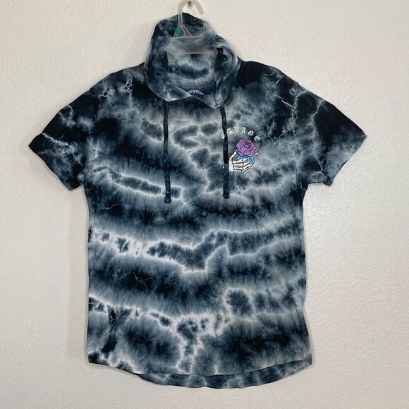 DIKOTOMY Tie Dye Short Sleeves Pullover Savage Hoodie Size M - Picture 1 of 4